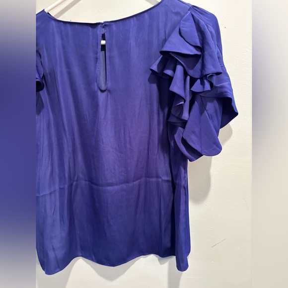 Lilly Pulitzer Vibrant Blue Ruffle Blouse fancy flare feminine bright party - Picture 7 of 12